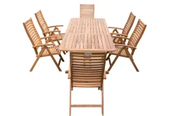 OUTFLEXX Garten-Essgruppe, natur, Akazie, Ausziehtisch 180/240 x 100 cm, 6 Klappstühle, klappbar, FSC®-zertifiziertes Produkt