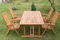 OUTFLEXX Garten-Essgruppe, natur, Akazie, Ausziehtisch 150/200 x 90 cm, 4 Klappstühle, klappbar, FSC®-zertifiziertes Produkt