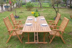 OUTFLEXX Garten-Essgruppe, natur, Akazie, Ausziehtisch 150/200 x 90 cm, 4 Klappstühle, klappbar, FSC®-zertifiziertes Produkt