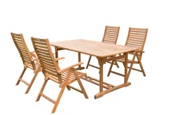 OUTFLEXX Garten-Essgruppe, natur, Akazie, Ausziehtisch 150/200 x 90 cm, 4 Klappstühle, klappbar, FSC®-zertifiziertes Produkt
