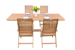 OUTFLEXX Garten-Essgruppe, natur, Akazie, Ausziehtisch 150/200 x 90 cm, 4 Klappstühle, klappbar, FSC®-zertifiziertes Produkt