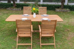 OUTFLEXX Garten-Essgruppe, natur, Akazie, Ausziehtisch 150/200 x 90 cm, 4 Klappstühle, klappbar, FSC®-zertifiziertes Produkt