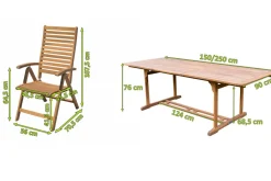 OUTFLEXX Garten-Essgruppe, natur, Akazie, Ausziehtisch 150/200 x 90 cm, 4 Klappstühle, klappbar, FSC®-zertifiziertes Produkt