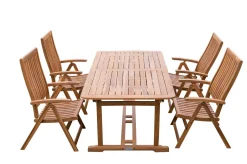 OUTFLEXX Garten-Essgruppe, natur, Akazie, Ausziehtisch 150/200 x 90 cm, 4 Klappstühle, FSC®-zertifiziertes Produkt