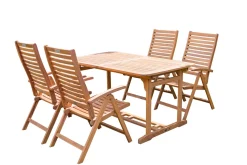 OUTFLEXX Garten-Essgruppe, natur, Akazie, Ausziehtisch 180/240 x 100 cm, 4 Klappstühle, klappbar, FSC®-zertifiziertes Produkt