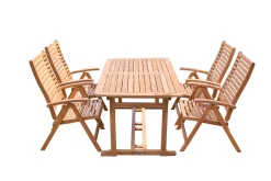 OUTFLEXX Garten-Essgruppe, natur, Akazie, Ausziehtisch 180/240 x 100 cm, 4 Klappstühle, klappbar, FSC®-zertifiziertes Produkt