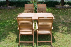 OUTFLEXX Garten-Essgruppe, natur, Akazie, Ausziehtisch 180/240 x 100 cm, 4 Klappstühle, klappbar, FSC®-zertifiziertes Produkt