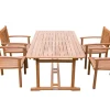 OUTFLEXX Garten-Essgruppe, natur, Akazie, Ausziehtisch 150/200 x 90 cm, 4 Armlehnensessel, FSC®-zertifiziertes Produkt