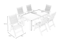 OUTFLEXX Garten-Essgruppe, natur, Akazie, Ausziehtisch 180/220/260 x 100 cm, 6 Klappstühle, FSC®-zertifiziertes Produkt