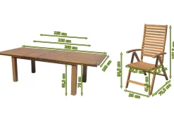 OUTFLEXX Garten-Essgruppe, natur, Akazie, Ausziehtisch 180/220/260 x 100 cm, 8 Klappstühle, FSC®-zertifiziertes Produkt