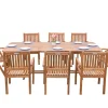 OUTFLEXX Garten-Essgruppe, natur, Akazie, Ausziehtisch 150/200 x 90 cm, 2 Klappstühle, 6 Armlehnensessel, 5-fach verstellbar, FSC®-zertifiziertes Produkt