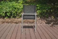 OUTFLEXX Garten-Essgruppe, natur/anthrazit, Edelstahl/Textilene/Teak, Ausziehtisch 150/200x90cm, 6 Diningsessel
