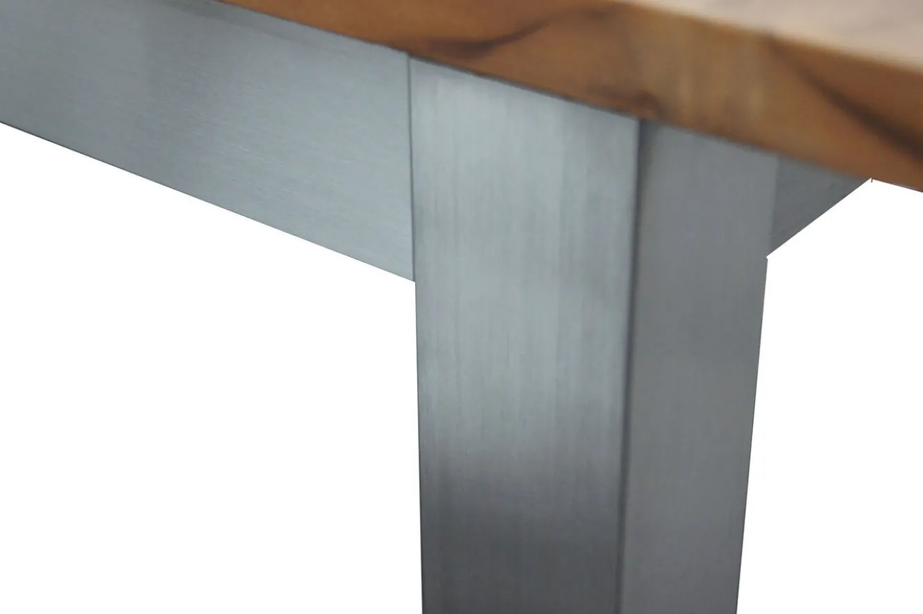 OUTFLEXX Garten-Essgruppe, natur/anthrazit, Edelstahl/Textilene/Teak, Ausziehtisch 150/200x90cm, 8 Diningsessel