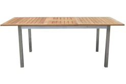 OUTFLEXX Garten-Essgruppe, natur/anthrazit, Edelstahl/Textilene/Teak, Ausziehtisch 150/200x90cm, 8 Diningsessel