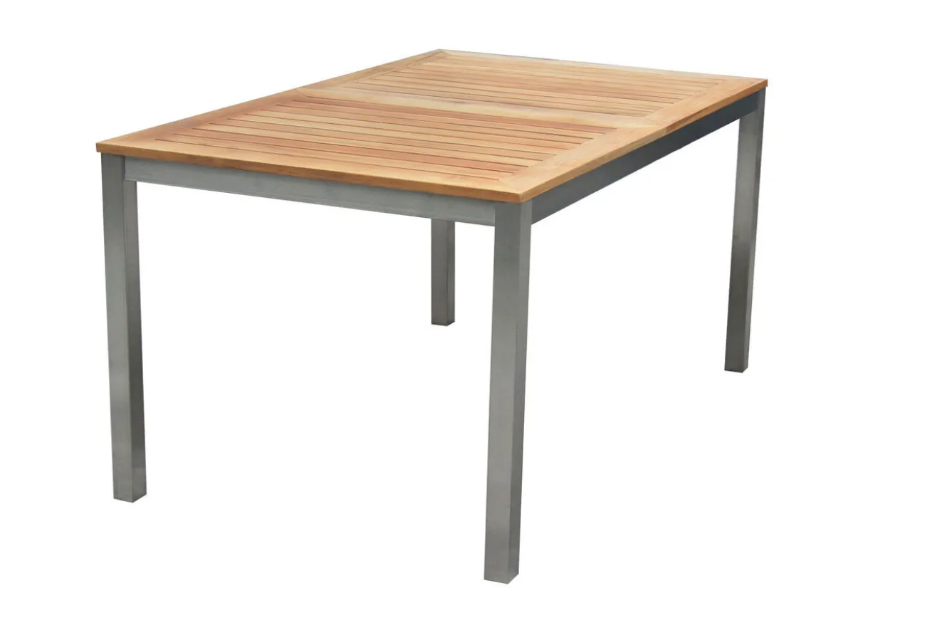 OUTFLEXX Garten-Essgruppe, natur/anthrazit, Edelstahl/Textilene/Teak, Ausziehtisch 150/200x90cm, 8 Diningsessel