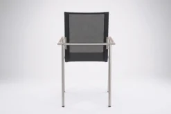 OUTFLEXX Garten-Essgruppe, natur/anthrazit, Edelstahl/Textilene/Teak, Tisch 180x90cm, 8 Diningsessel