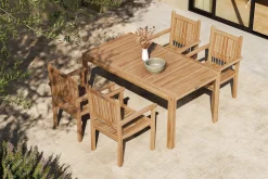 OUTFLEXX Garten-Essgruppe, natur, Akazie, Tisch 160 x 90 cm, 4 Gartenstühle, FSC®-zertifiziertes Produkt