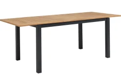 OUTFLEXX Garten-Essgruppe, OUTFLEXX® anthrazit matt, Alu / Teak / Textil, Tisch 150/210 x 90 cm, 4 Stapelsessel, 2 Klappstühle