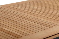 OUTFLEXX Garten-Essgruppe, OUTFLEXX® anthrazit matt, Alu / Teak / Textil, Tisch 180/240 x 100cm, 4 Stapelsessel, 2 Klappstühle