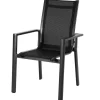 OUTFLEXX Garten-Essgruppe, OUTFLEXX® anthrazit matt, Alu / Teak / Textil, Ausziehtisch 150/210x90cm, 6 Stapelsessel