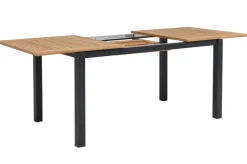 OUTFLEXX Garten-Essgruppe, OUTFLEXX® anthrazit matt, Alu / Teak / Textil, Ausziehtisch 150/210x90cm, 6 Stapelsessel