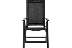 OUTFLEXX Garten-Essgruppe, OUTFLEXX® anthrazit matt, Alu / Teak / Textil, Ausziehtisch 180/240 x 100cm, 6 Stapelsessel, 2 Klappstühle