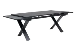 OUTFLEXX Garten-Essgruppe, OUTFLEXX® anthrazit matt, Alu / Spraystone / Teak, Tisch 180/280x100cm, 8 Klappstühle