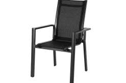 OUTFLEXX Garten-Essgruppe, OUTFLEXX® anthrazit matt, Alu / Spraystone / Textil, Tisch 180/280x100cm, 8 Stapelsessel