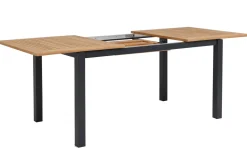 OUTFLEXX Garten-Essgruppe, OUTFLEXX® anthrazit matt, Alu / Teak / Textil, Tisch 150/210x90cm, 6 Klappstühle