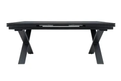 OUTFLEXX Garten-Essgruppe, OUTFLEXX® anthrazit matt, Alu / Spraystone / Teak, Tisch 180/280x100cm, 8 Stapelsessel