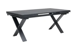OUTFLEXX Garten-Essgruppe, OUTFLEXX® anthrazit matt, Alu / Spraystone / Teak, Tisch 180/280x100cm, 6 Stapelsessel