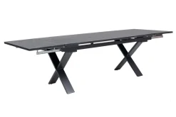 OUTFLEXX Garten-Essgruppe, OUTFLEXX® anthrazit matt, Alu / Spraystone / Teak, Tisch 180/280x100cm, 6 Stapelsessel
