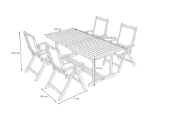 OUTFLEXX Garten-Essgruppe, 4 Personen, ausziehbar, 180-240cm, Akazie/Textilene, FSC®-zertifiziert