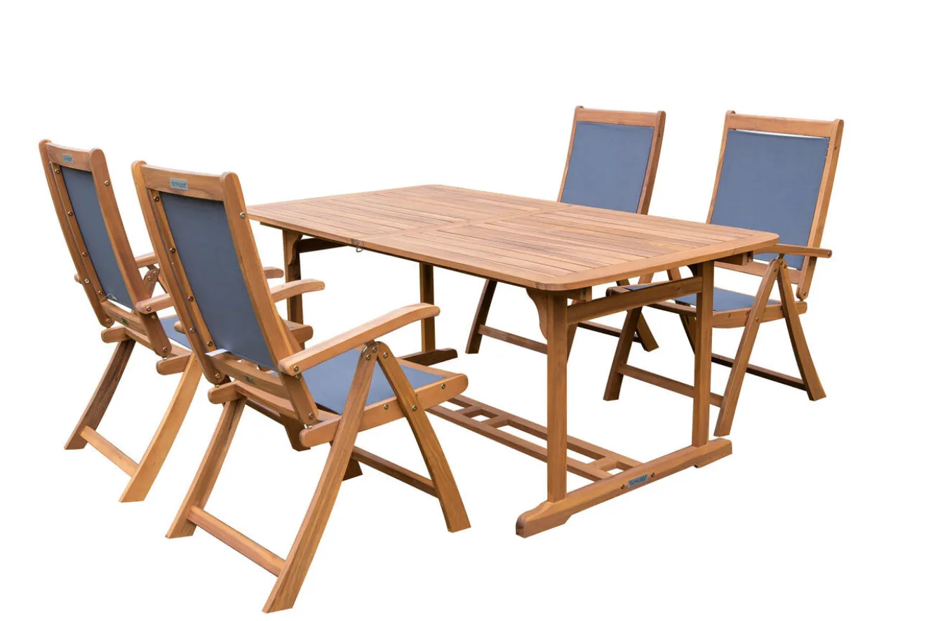 OUTFLEXX Garten-Essgruppe, 4 Personen, ausziehbar, 180-240cm, Akazie/Textilene, FSC®-zertifiziert