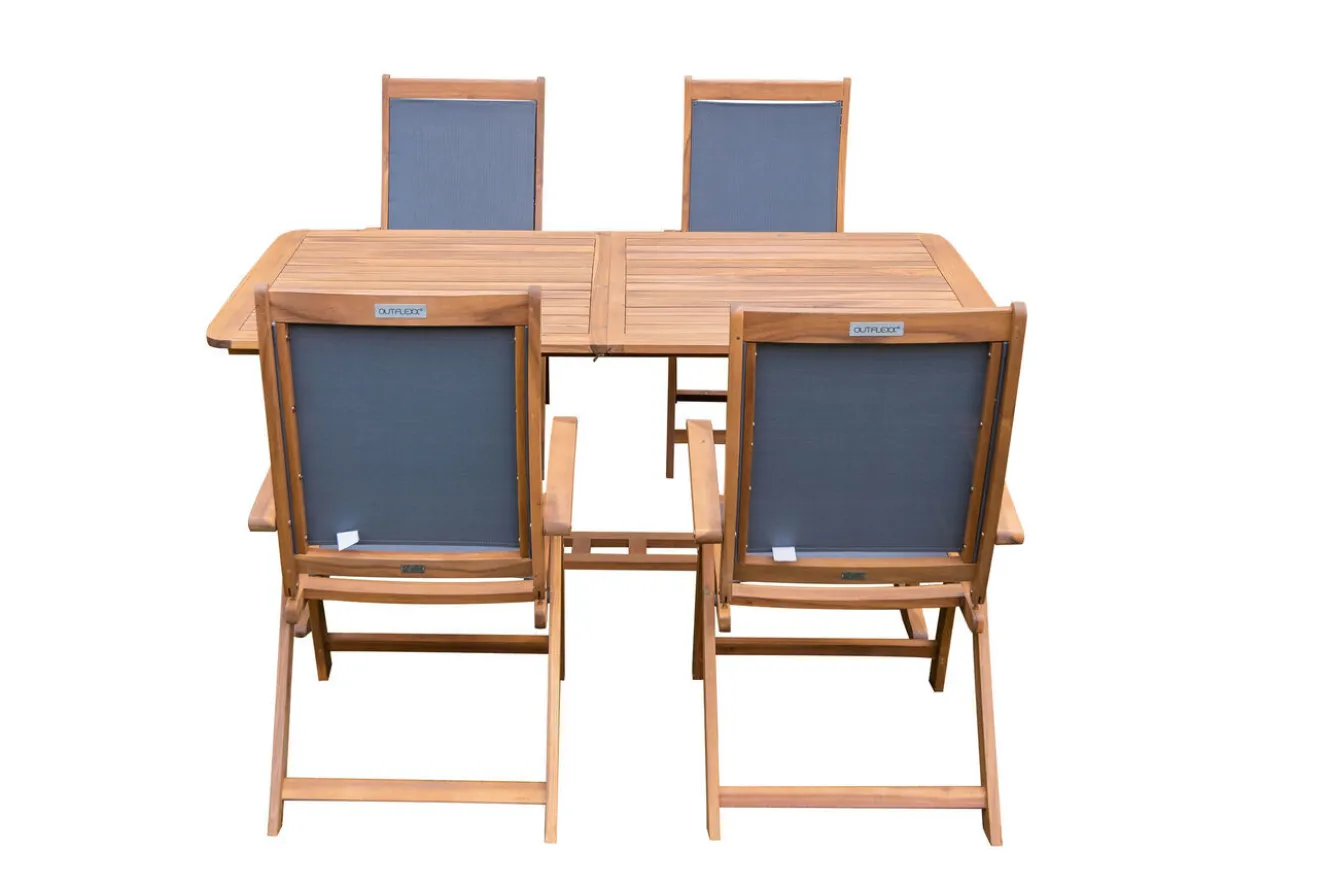 OUTFLEXX Garten-Essgruppe, 4 Personen, ausziehbar, 180-240cm, Akazie/Textilene, FSC®-zertifiziert