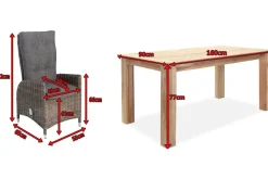 OUTFLEXX Garten-Essgruppe, Polyrattan/recyceltes Teak, Tisch 160 x 90 cm, 4 Hochlehner- Diningsessel, inkl. Polster, FSC®-zertifiziertes Produkt