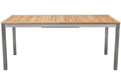 OUTFLEXX Garten-Essgruppe, schwarz, 180/240 x 100 cm, Edelstahl/Teak, Ausziehtisch, 4 Stühle padded, 2 Klappstühle, FSC®-zertifiziertes Produkt