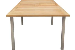 OUTFLEXX Garten-Essgruppe, schwarz, 200/300 x 100 cm, Edelstahl/Teak, Ausziehtisch, 8 Stapelstühle, 2 Klappstühle, FSC®-zertifiziertes Produkt