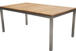OUTFLEXX Garten-Essgruppe, schwarz, 200/300 x 100 cm, Edelstahl/Teak, Ausziehtisch, 8 Stapelstühle, 2 Klappstühle, FSC®-zertifiziertes Produkt