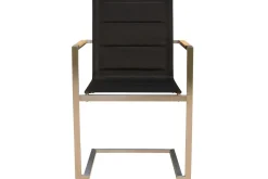 OUTFLEXX Garten-Essgruppe, schwarz, Edelstahl/Teak, Ø 170 cm, 6 Freischwinger, inkl. drehbarer Granitplatte + Eiskühler, FSC®-zertifiziertes Produkt