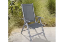 OUTFLEXX Garten-Essgruppe, silber/anthrazit, Alu/Spraystone/Textilen, 160x95 cm, 4 Klappstühle
