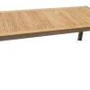 OUTFLEXX Garten-Essgruppe, silber, Edelstahl/Teak, Esstisch 200 x 90 cm, 6 Stapelstühle gepolstert