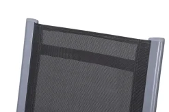 OUTFLEXX Garten-Essgruppe, silber, Alu / Keramik / Textil, Tisch 180/280 x 100 cm, 4 Stapelsessel, 2 Klappstühle