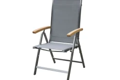 OUTFLEXX Garten-Essgruppe, silber, 200/300 x 100 cm, Edelstahl/Teak, Ausziehtisch, 6 Stühle padded, 2 Klappstühle, FSC®-zertifiziertes Produkt