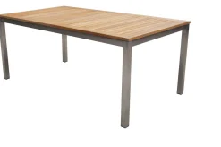 OUTFLEXX Garten-Essgruppe, silber/schwarz, Edelstahl/Teak, Ausziehtisch 200-300 x 100 cm, 6 Freischwinger, FSC®-zertifiziertes Produkt