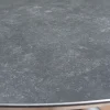 OUTFLEXX Garten-Essgruppe, silber/schwarz, Edelstahl/Glaskeramik/Textilene/Teakholz, Tisch Ø150cm, 5 Klappstühle, verstellbar