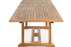 OUTFLEXX Garten-Essgruppe, Teakholz, Ausziehtisch 195/295 x 90 cm, 10 Armlehnensessel, inkl. Polster