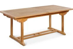 OUTFLEXX Garten-Essgruppe, Teakholz, Ausziehtisch 195/295 x 90 cm, 10 Armlehnensessel, inkl. Polster