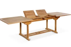 OUTFLEXX Garten-Essgruppe, Teakholz, Ausziehtisch 195/295 x 90 cm, 10 Armlehnensessel, inkl. Polster
