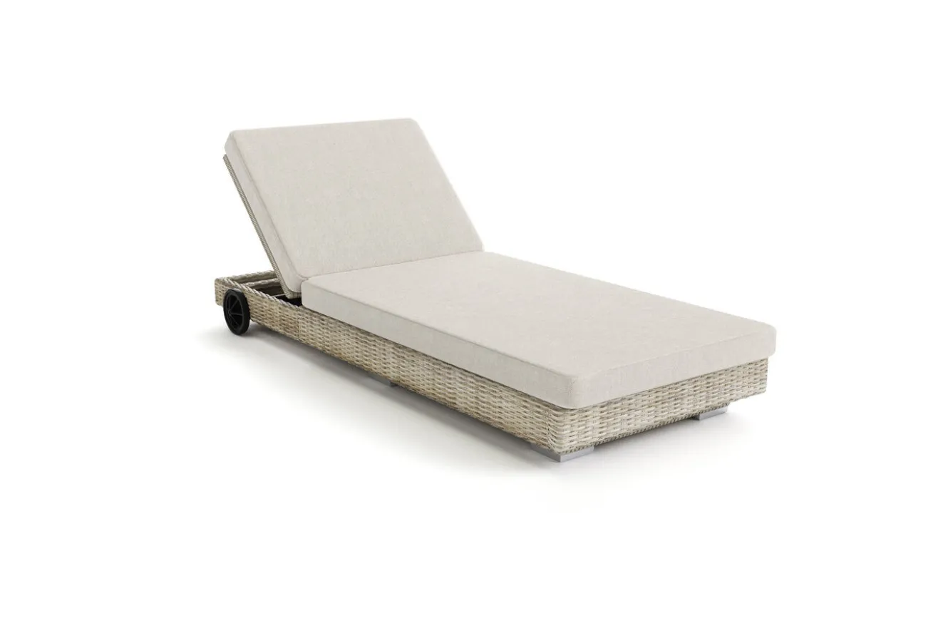 OUTFLEXX Gartenliege, desert-beige, Polyrattan/Alu, 200 x 70 cm, kissen inklusive, abnehmbare Bezüge